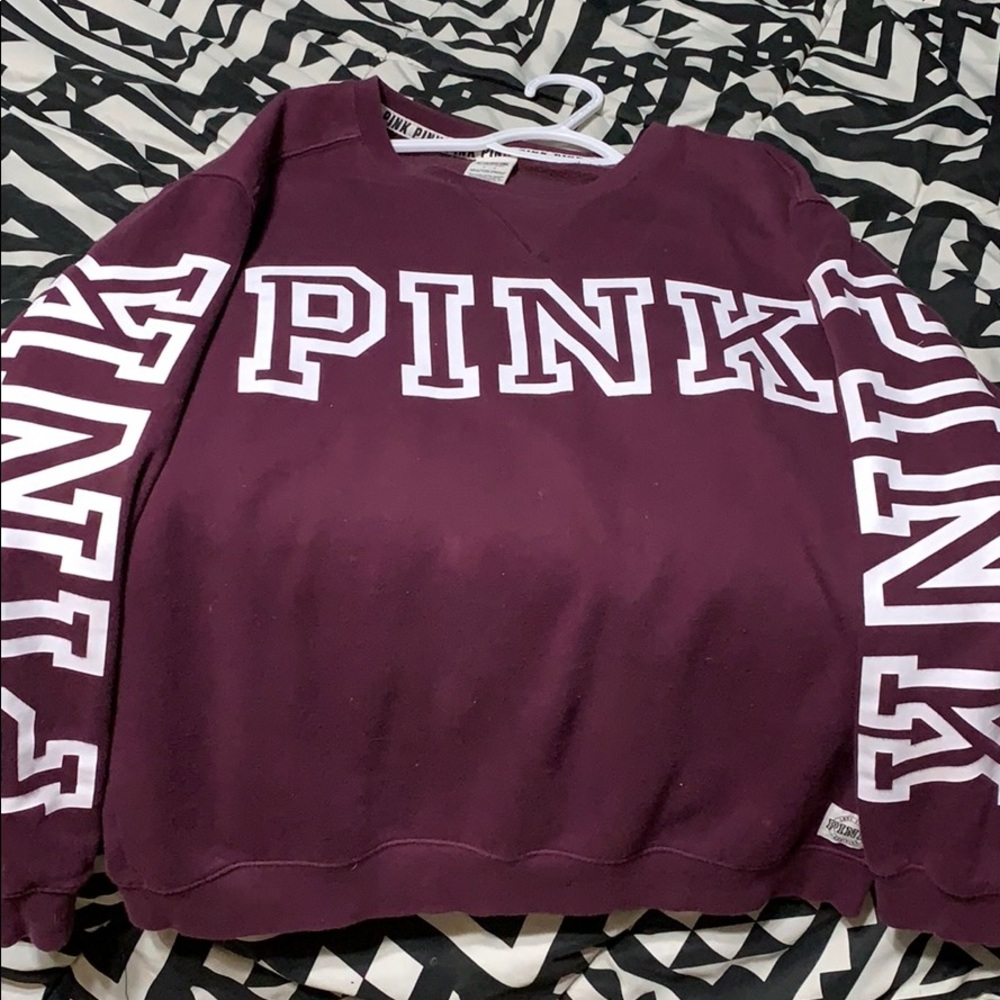 Victoria Secret Pink maroon crew neck sweatshirt